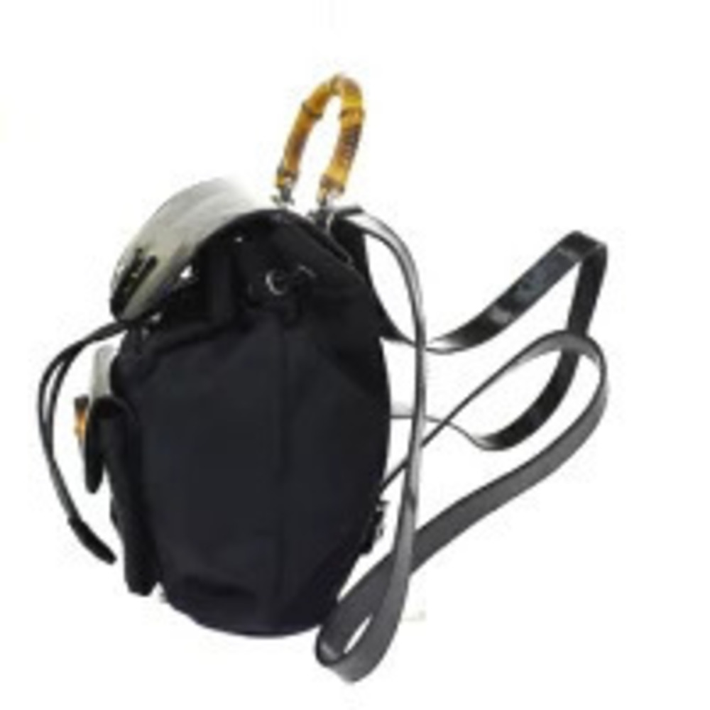 Gucci Bamboo Backpack Bag Black Leather - Picture 2 of 7